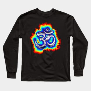 colorful psychedelic OM symbol Long Sleeve T-Shirt